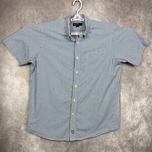 Cremieux Collection Button Down Shirt Mens Large Blue Gingham Plaid Short Sleeve